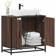 Bathroom vanity unit 65x33x60 cm engineered wood brown oak colour