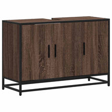 Wastafelkast 90x33x60 cm bewerkt hout bruin eikenkleurig