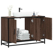 Washbasin cabinet 90x33x60 cm engineered wood brown oak-coloured