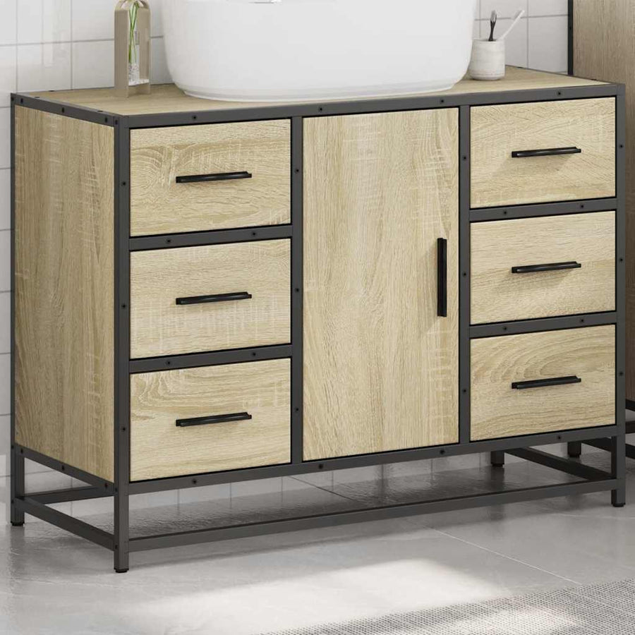 Wastafelkast 80x33x60 cm bewerkt hout sonoma eikenkleurig