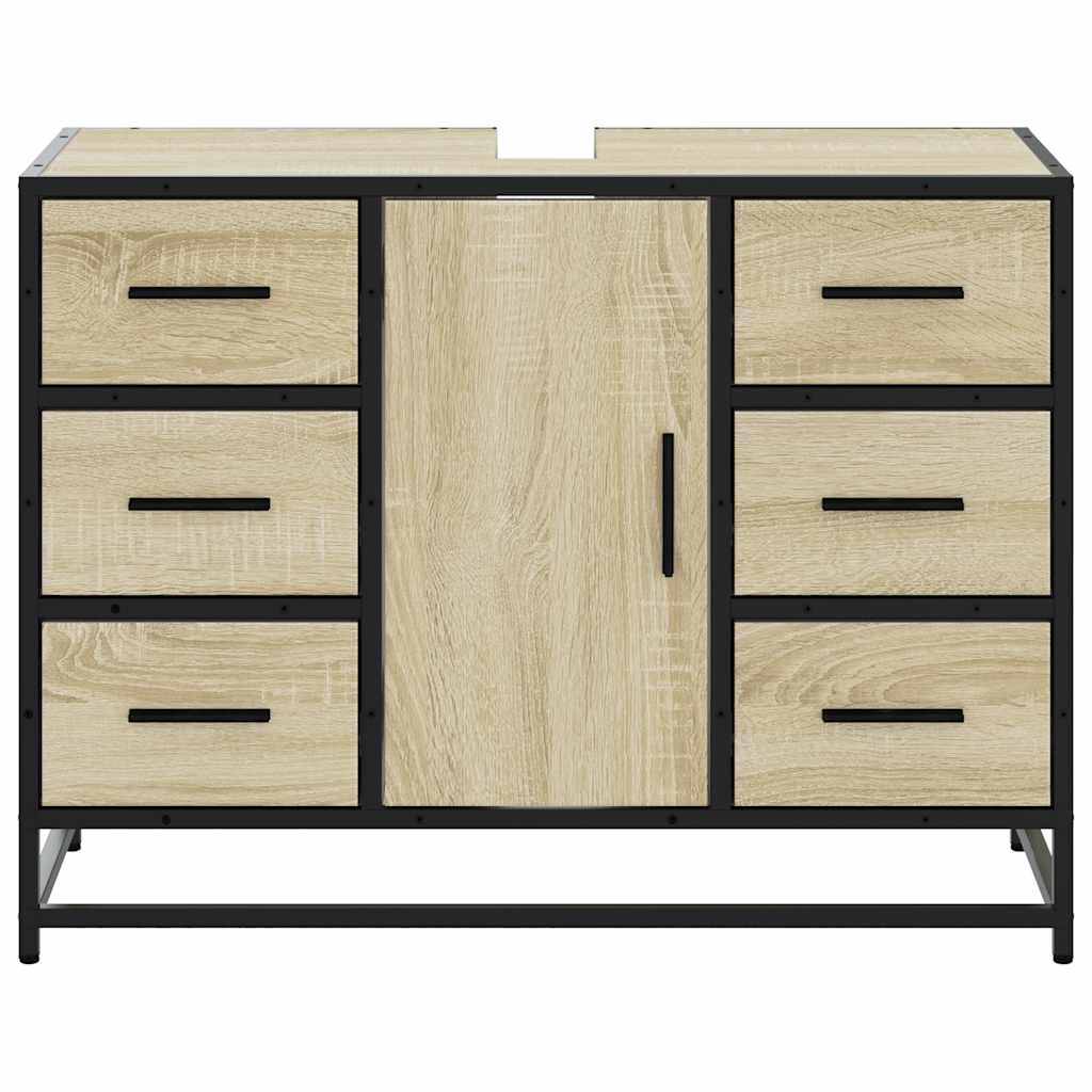 Wastafelkast 80x33x60 cm bewerkt hout sonoma eikenkleurig