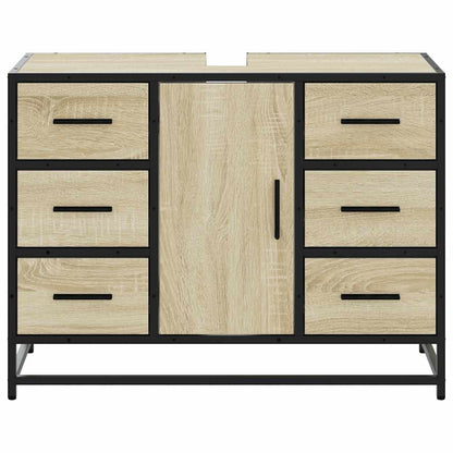 Wastafelkast 80x33x60 cm bewerkt hout sonoma eikenkleurig