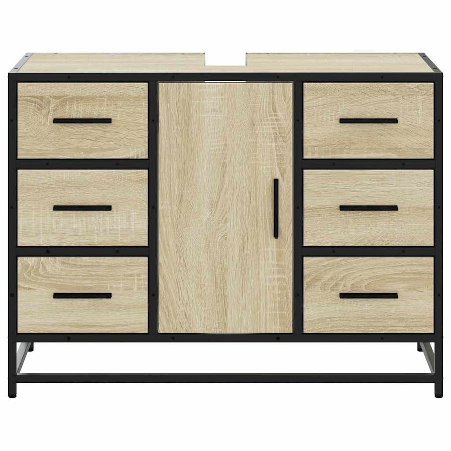 Wastafelkast 80x33x60 cm bewerkt hout sonoma eikenkleurig