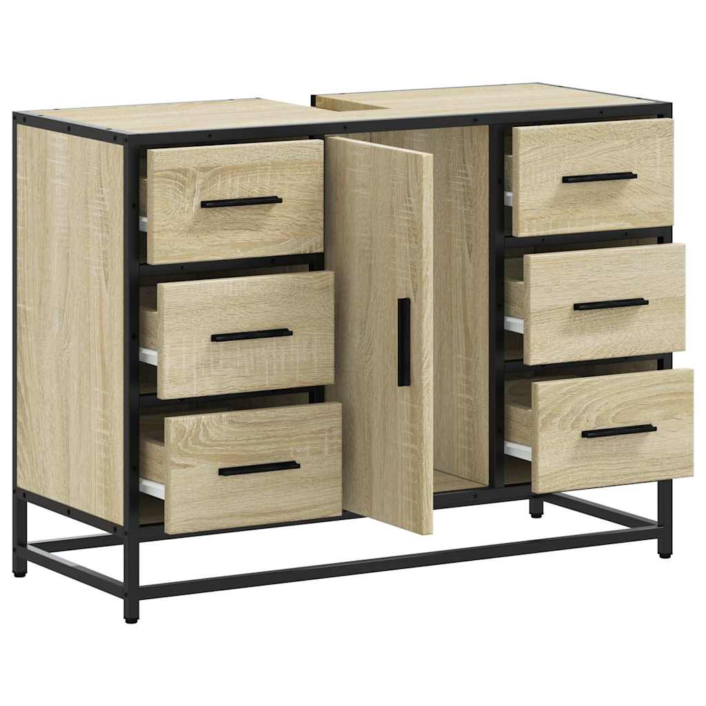 Wastafelkast 80x33x60 cm bewerkt hout sonoma eikenkleurig