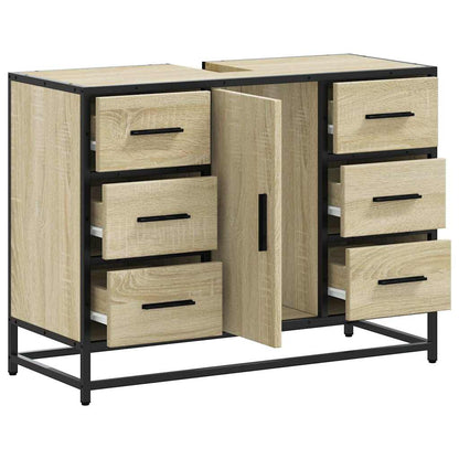 Wastafelkast 80x33x60 cm bewerkt hout sonoma eikenkleurig