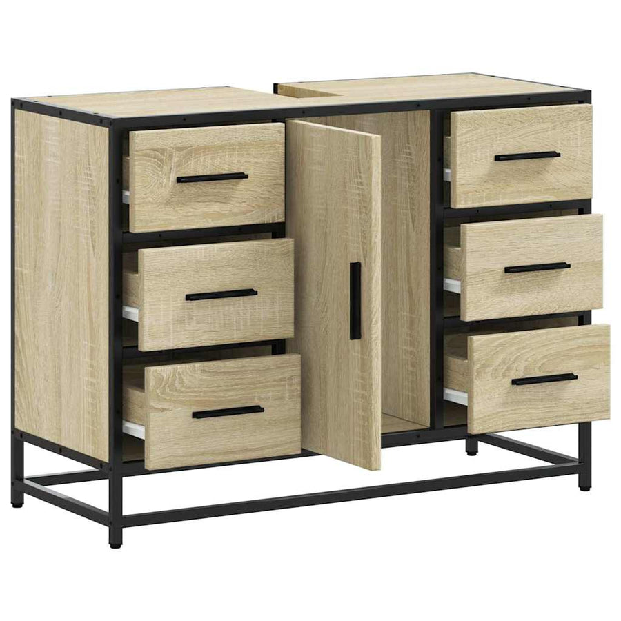 Wastafelkast 80x33x60 cm bewerkt hout sonoma eikenkleurig