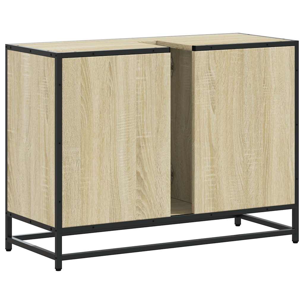Wastafelkast 80x33x60 cm bewerkt hout sonoma eikenkleurig