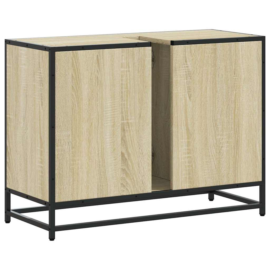 Wastafelkast 80x33x60 cm bewerkt hout sonoma eikenkleurig