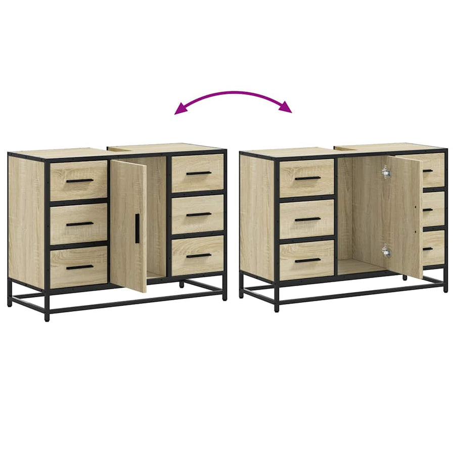 Wastafelkast 80x33x60 cm bewerkt hout sonoma eikenkleurig