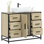 Wastafelkast 80x33x60 cm bewerkt hout sonoma eiken