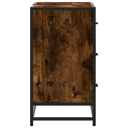 Wastafelkast 80x33x60 cm bewerkt hout gerookt eikenkleurig