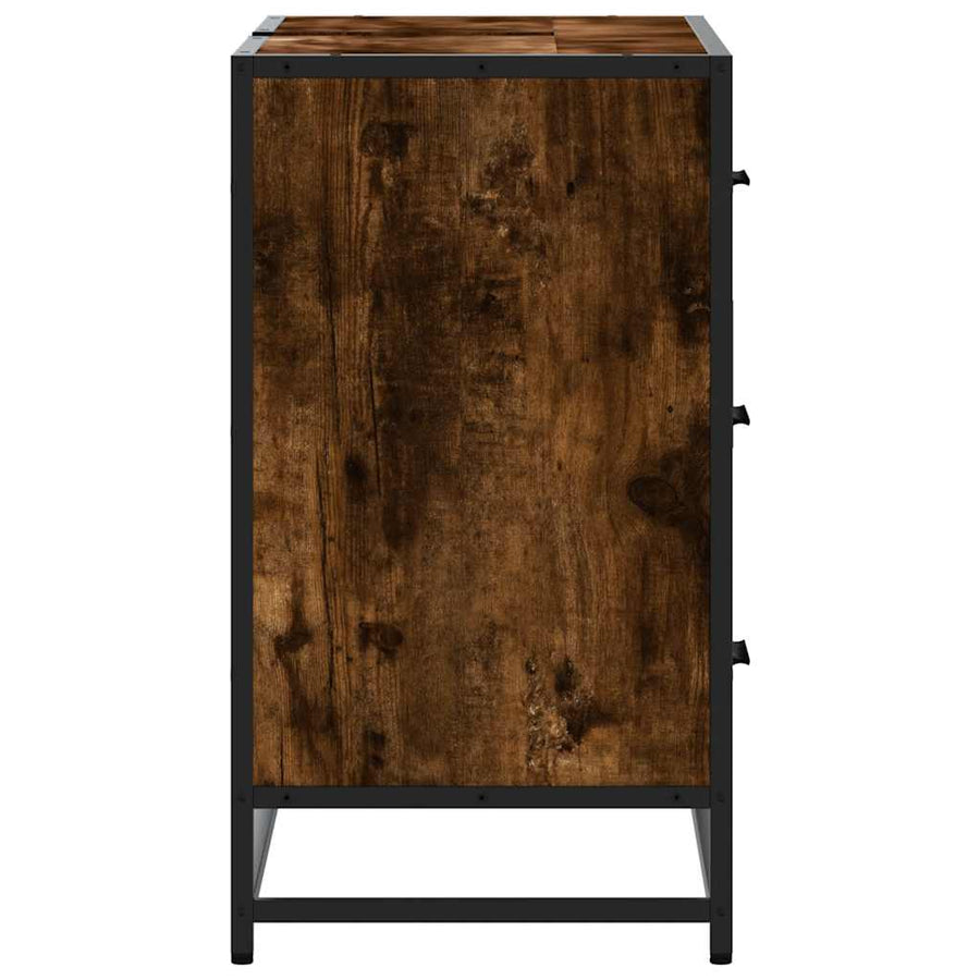 Wastafelkast 80x33x60 cm bewerkt hout gerookt eikenkleurig