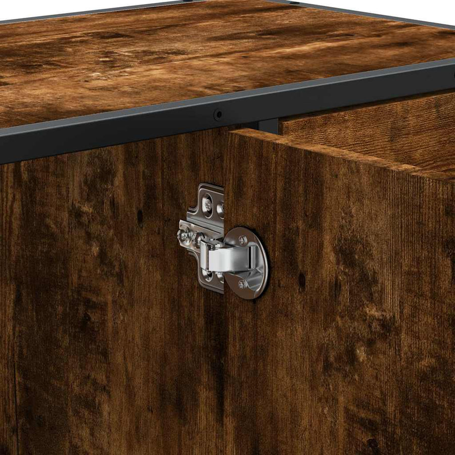 Wastafelkast 80x33x60 cm bewerkt hout gerookt eikenkleurig