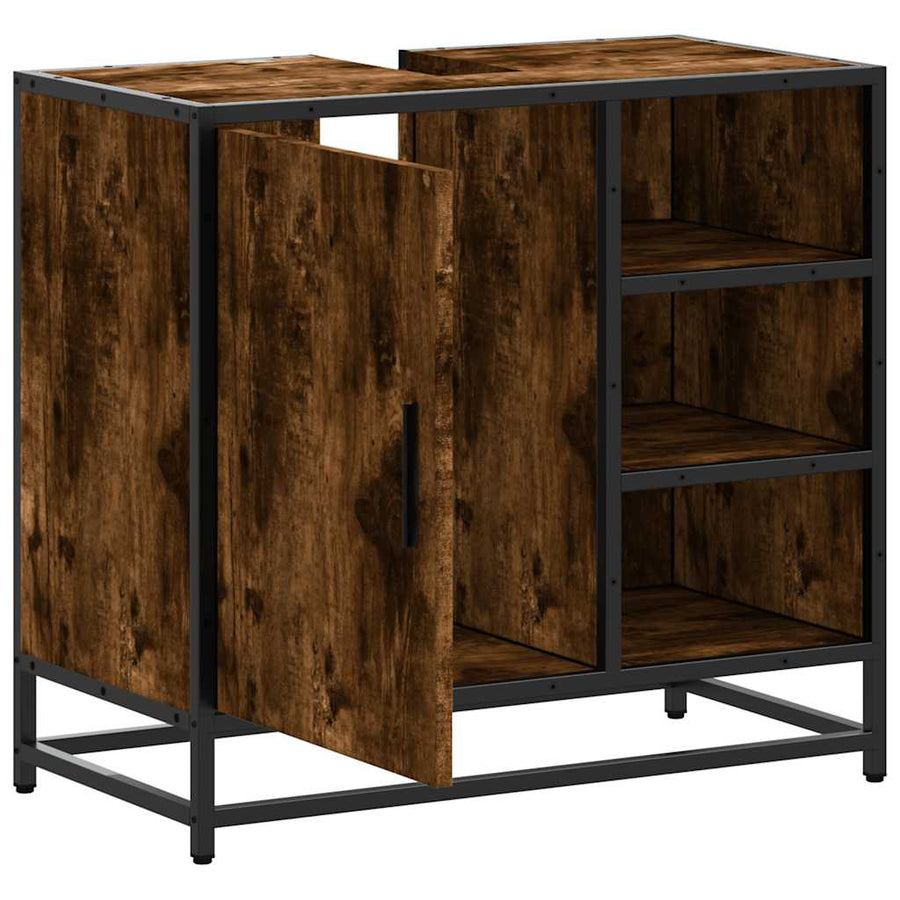 Wastafelkast 65x33x60 cm bewerkt hout gerookt eikenkleurig