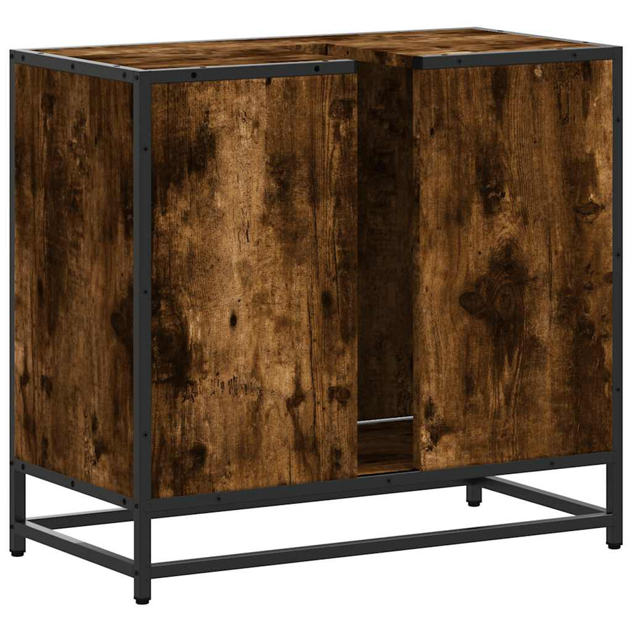 Wastafelkast 65x33x60 cm bewerkt hout gerookt eikenkleurig