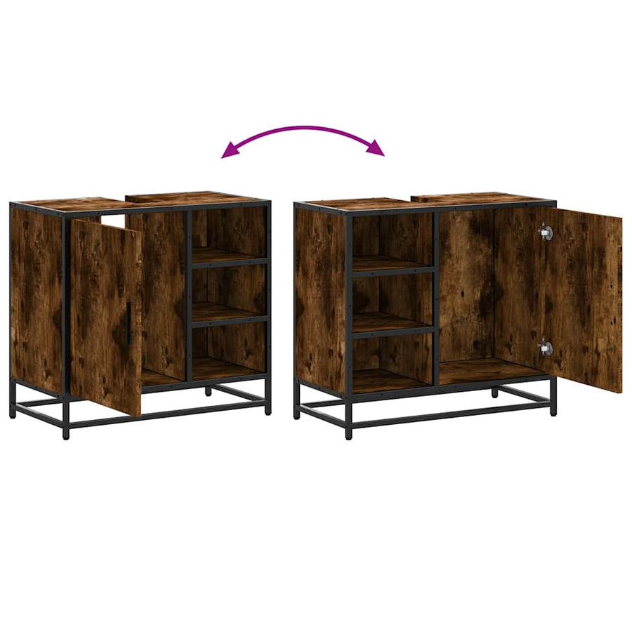 Wastafelkast 65x33x60 cm bewerkt hout gerookt eikenkleurig