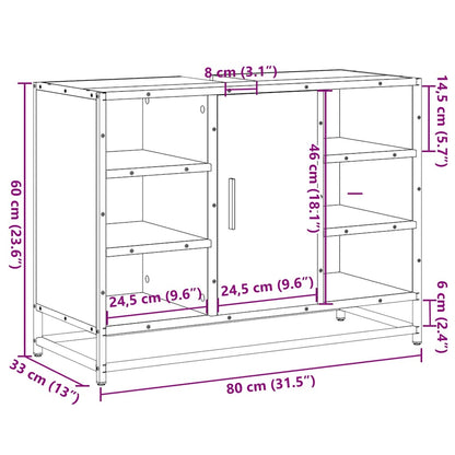 Wastafelkast 80x33x60 cm bewerkt hout sonoma eikenkleurig