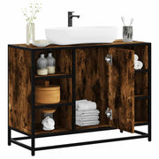 Wastafelkast 80x33x60 cm bewerkt hout gerookt eiken
