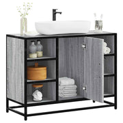 Wastafelkast 80x33x60 cm bewerkt hout grijs
