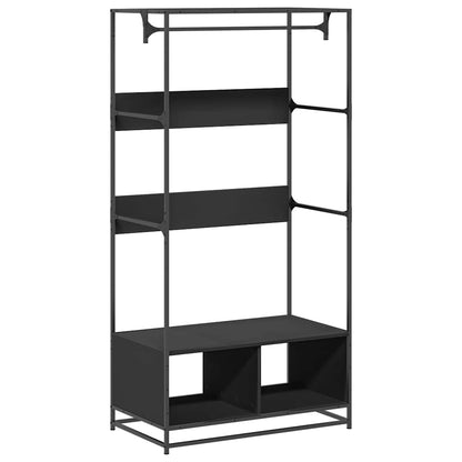 Kledingkast 90x50x180 cm bewerkt hout zwart