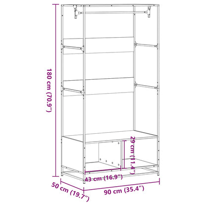 Kledingkast 90x50x180 cm bewerkt hout zwart