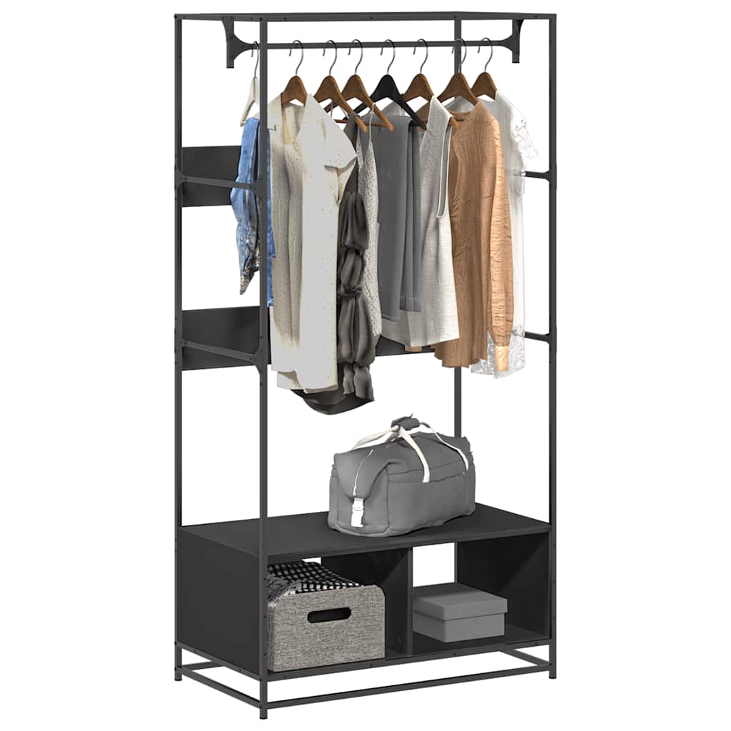 Kledingkast 90x50x180 cm bewerkt hout zwart