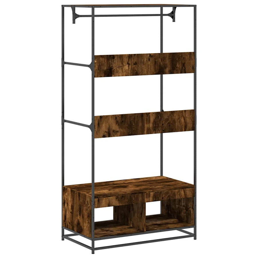 Kledingkast 90x50x180 cm bewerkt hout gerookt eikenkleurig