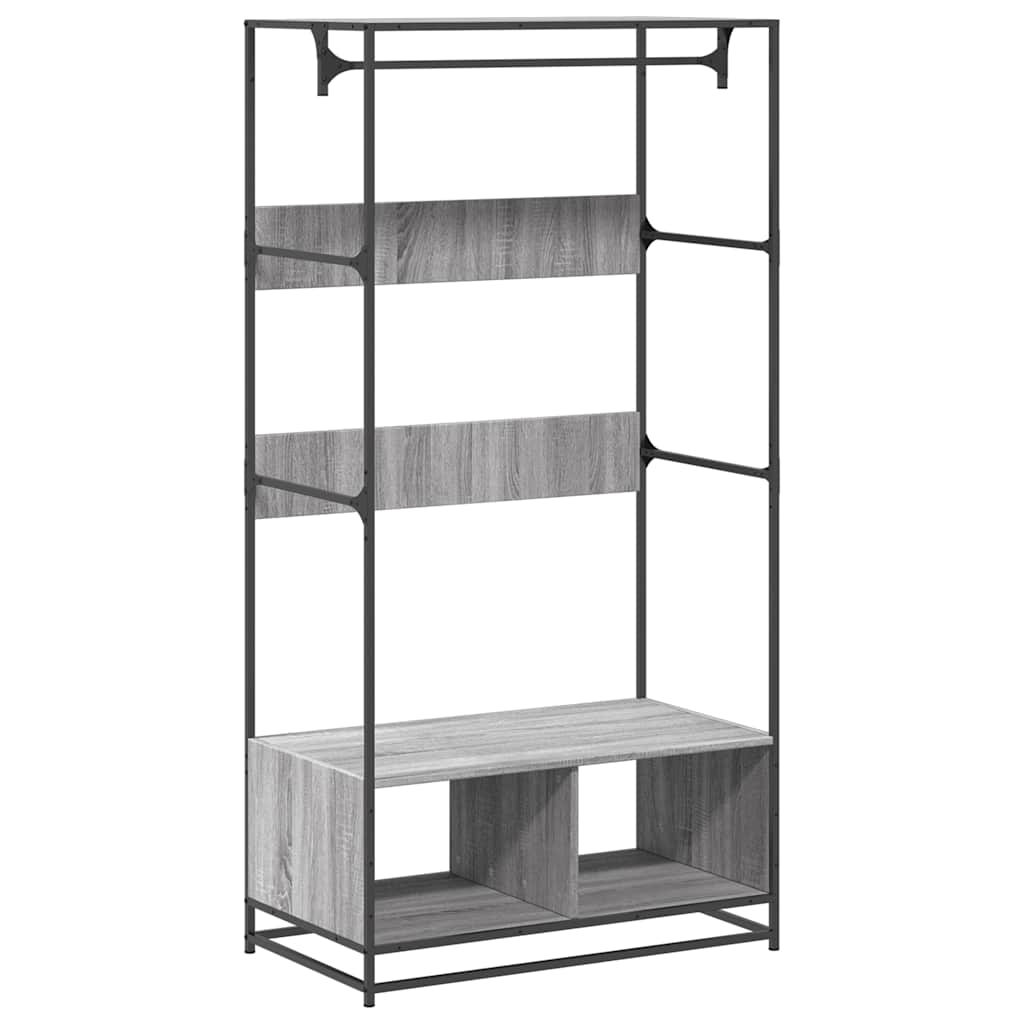 Kledingkast 90x50x180 cm bewerkt hout grijs sonoma eikenkleurig