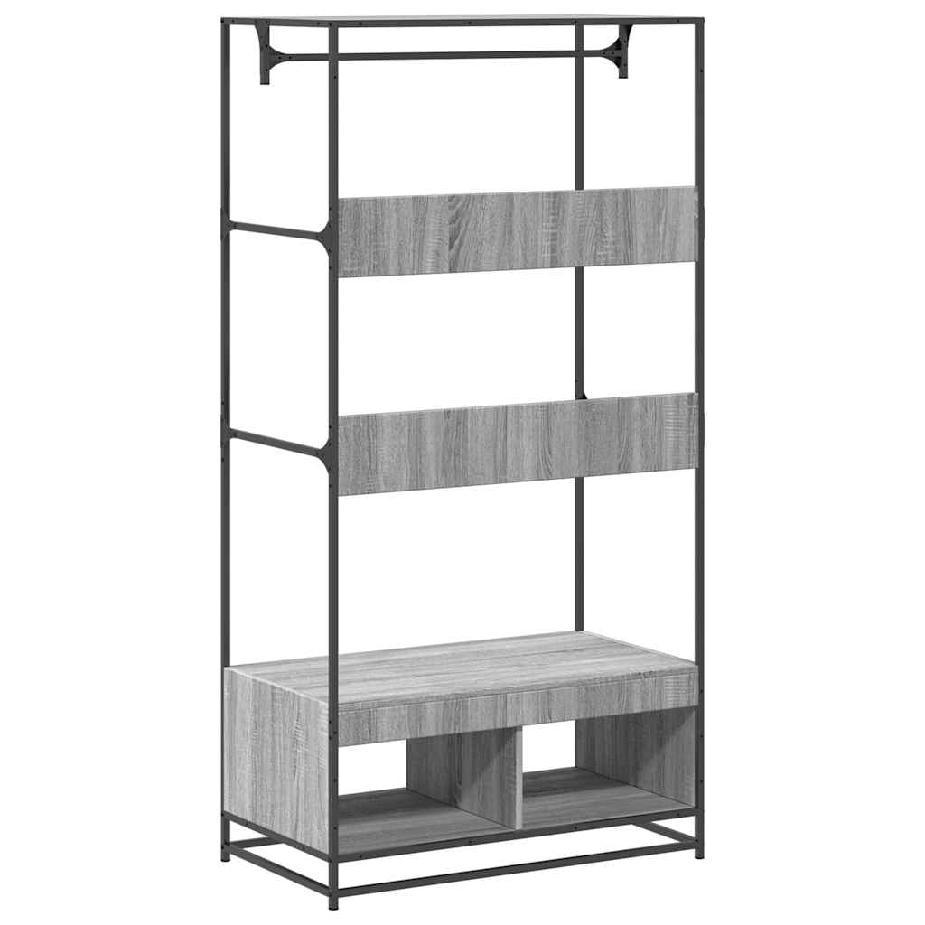 Kledingkast 90x50x180 cm bewerkt hout grijs sonoma eikenkleurig
