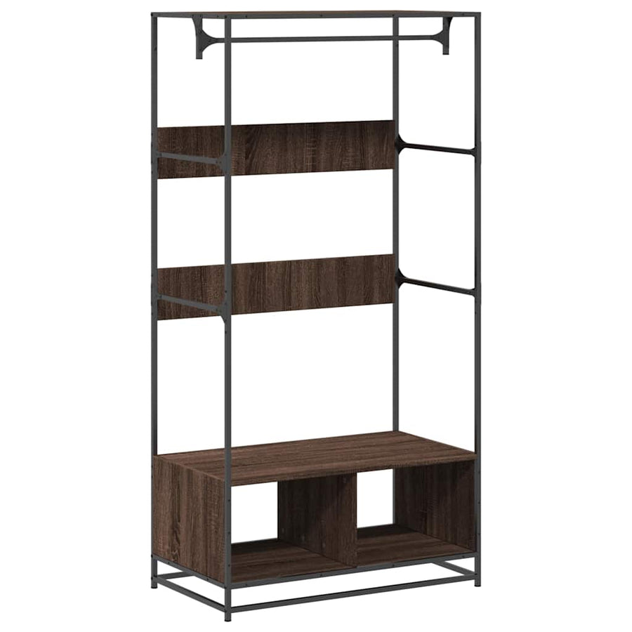 Kledingkast 90x50x180 cm bewerkt hout bruin eikenkleurig