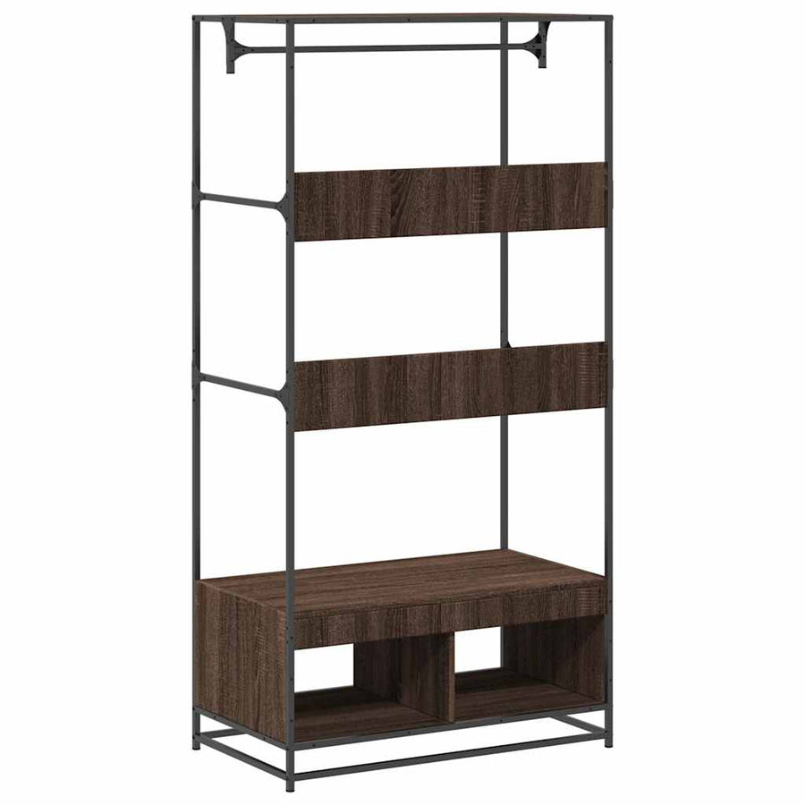 Kledingkast 90x50x180 cm bewerkt hout bruin eikenkleurig