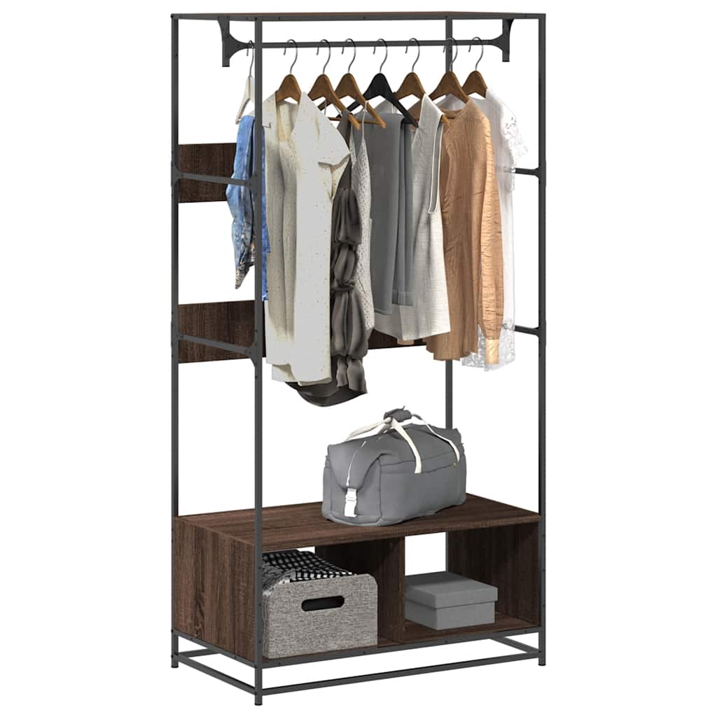 Kledingkast 90x50x180 cm bewerkt hout bruin eikenkleurig