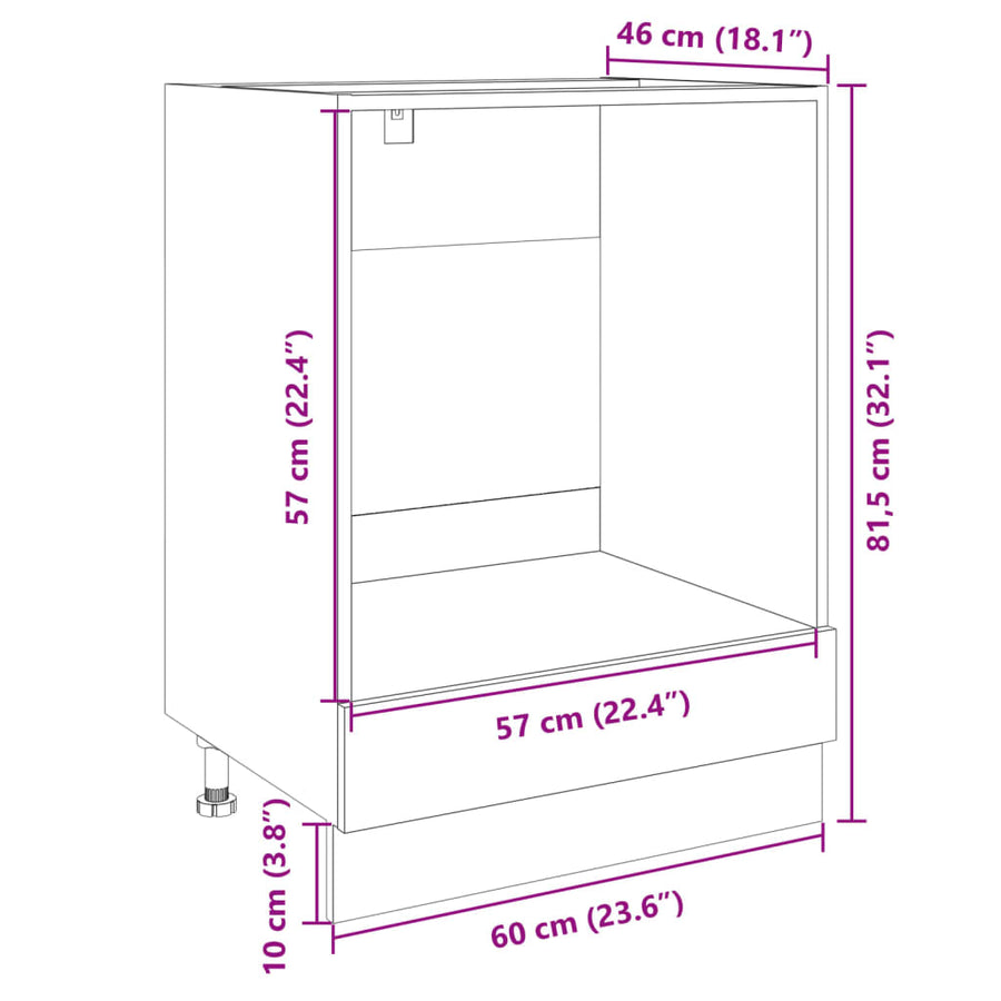 Ovenkast 60x46x81,5 cm spaanplaat sonoma eikenkleurig