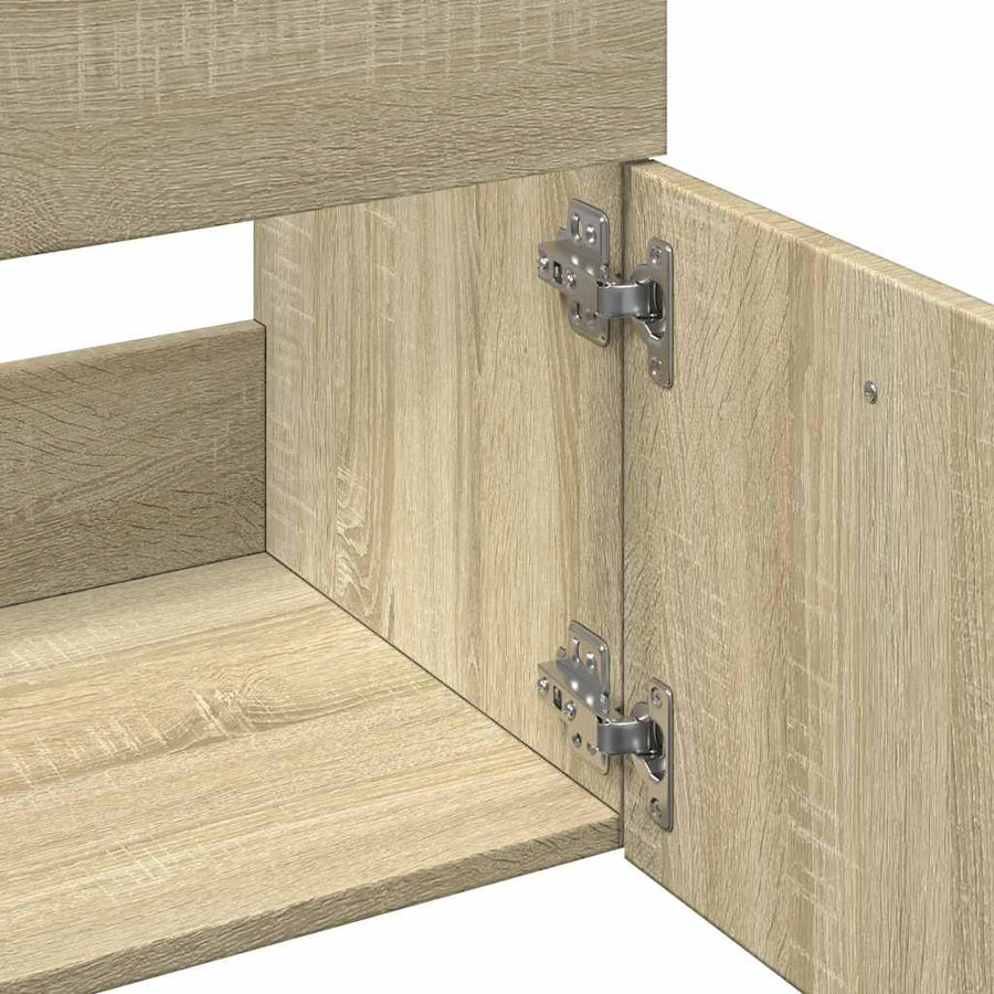 2-Delige Badkamermeubelset Bewerkt Hout Kleurig Sonoma eiken