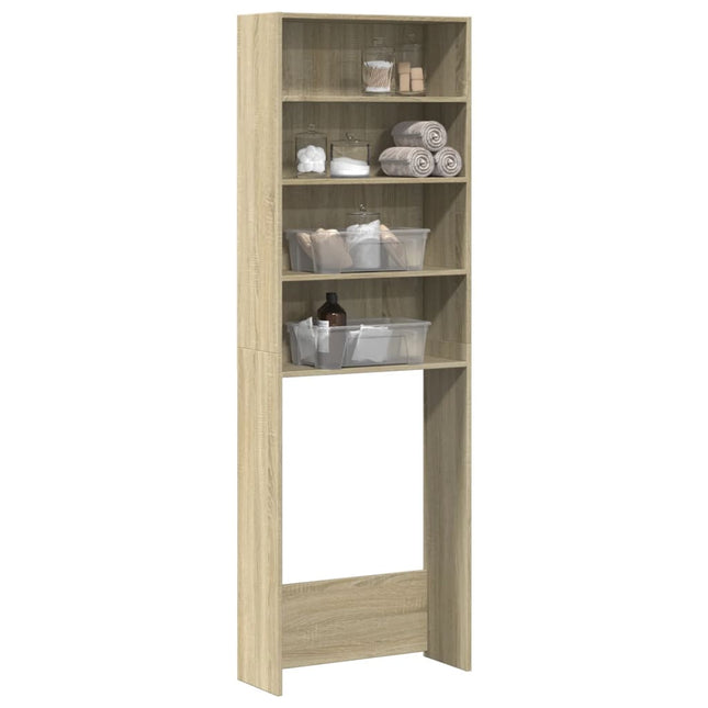 Wasmachinekast 64x24x190 cm bewerkt hout en sonoma eikenkleurig