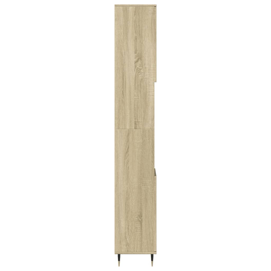 Badkamerkast 30x30x190 cm bewerkt hout sonoma eikenkleurig