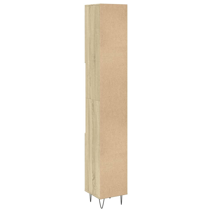 Badkamerkast 30x30x190 cm bewerkt hout sonoma eikenkleurig