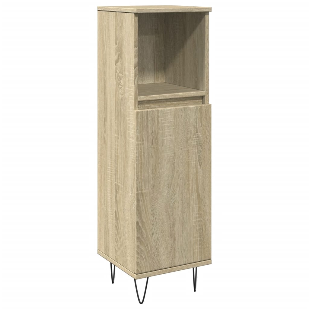 Badkamerkast 30x30x100 cm bewerkt hout sonoma eikenkleurig