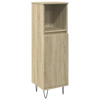 Badkamerkast 30x30x100 cm bewerkt hout sonoma eikenkleurig