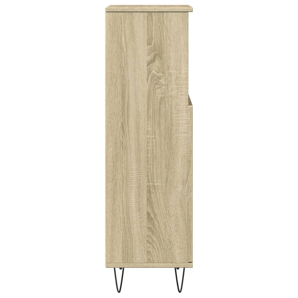 Badkamerkast 30x30x100 cm bewerkt hout sonoma eikenkleurig