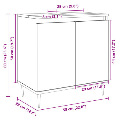 Badkamerkast 58x33x60 cm bewerkt hout sonoma eikenkleurig