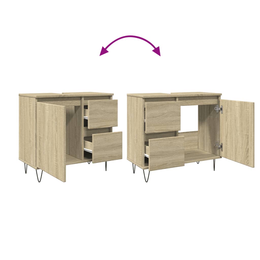 Badkamerkast 65x33x60 cm bewerkt hout sonoma eikenkleurig