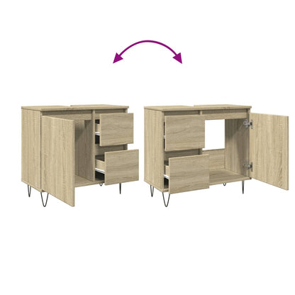 Badkamerkast 65x33x60 cm bewerkt hout sonoma eikenkleurig