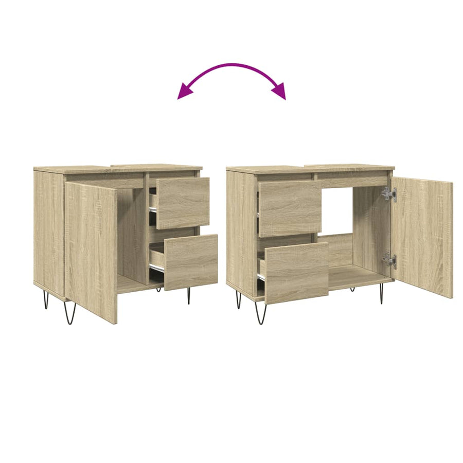 Badkamerkast 65x33x60 cm bewerkt hout sonoma eikenkleurig