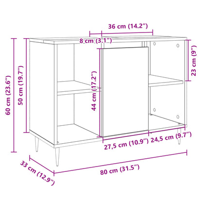 Badkamerkast 80x33x60 cm bewerkt hout sonoma eikenkleurig