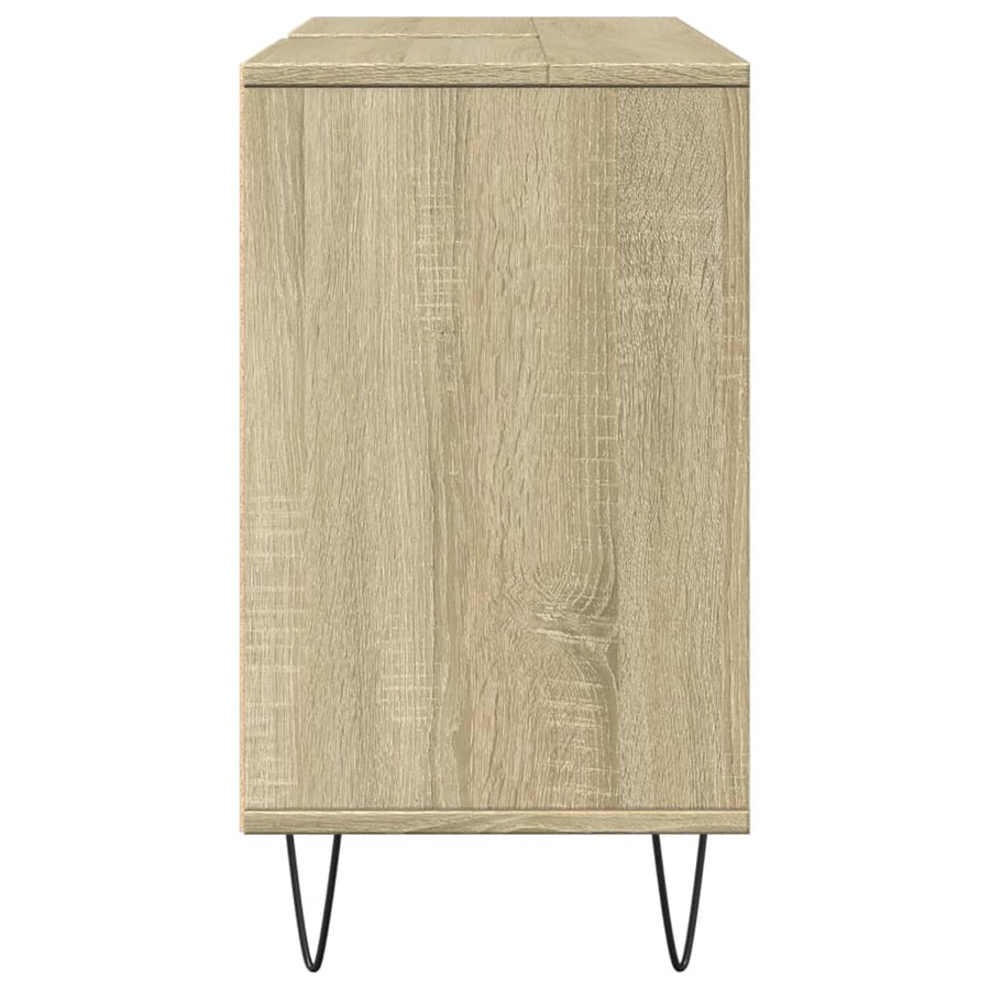 Badkamerkast 80x33x60 cm bewerkt hout sonoma eikenkleurig