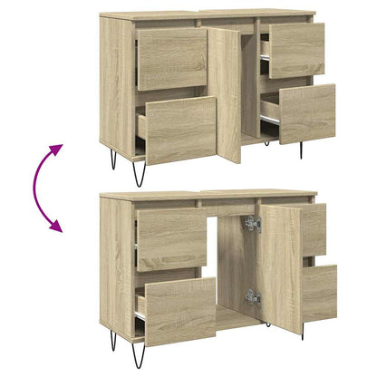 Badkamerkast 80x33x60 cm bewerkt hout sonoma eikenkleurig