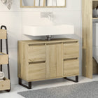 Bathroom cabinet 80x33x60 cm engineered wood Sonoma oak-coloured