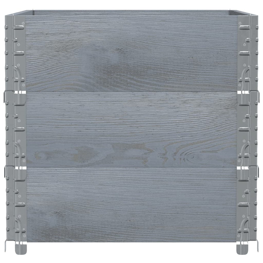 Palletopzetranden 3 st 80x60 cm massief grenenhout grijs