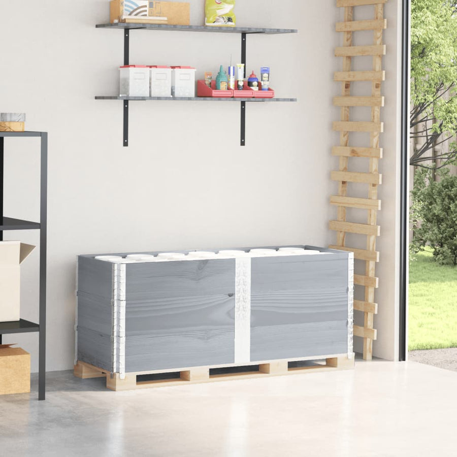 Palletopzetranden Massief Grenenhout 3 150 x 50 cm Grijs
